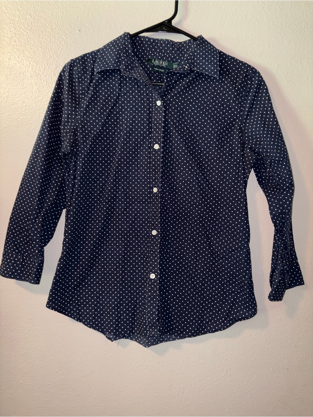 Ralph Lauren Navy Polka Dot Button-Down Shirt